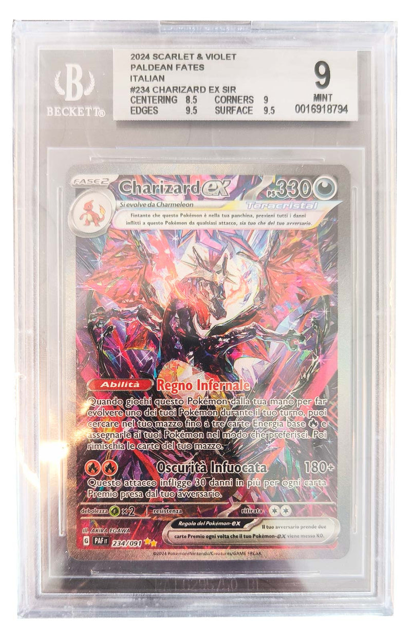 Charizard EX Shiny 234/091 Alternative Art - ITA - Mint - Gradata BGS 9- Scarlatto e Violetto - Destino di Paldea - Carta Pokemon