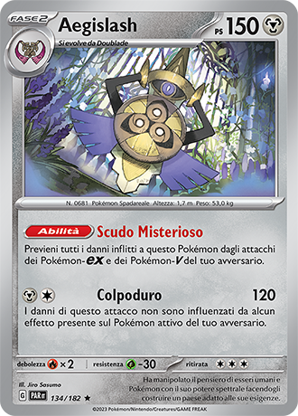 Aegislash 134/182 Holo - ITA - Near Mint - Scarlatto e Violetto - Paradosso Temporale - Carta Pokemon