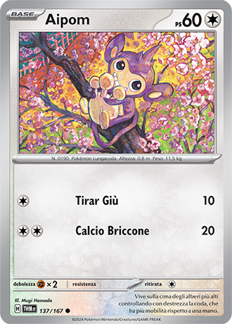 Aipom 137/167 Comune - ITA - Near Mint - Scarlatto e Violetto - Crepuscolo Mascherato - Carta Pokemon