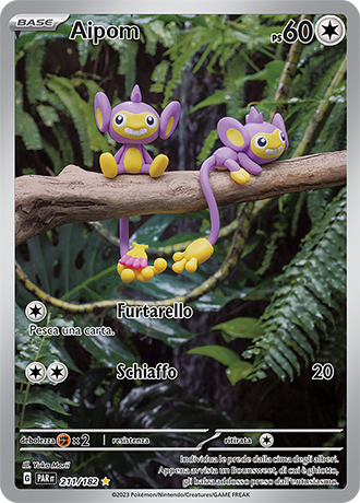 Aipom 211/182 Illustrazione Rara - ITA - Near Mint - Scarlatto e Violetto - Paradosso Temporale - Carta Pokemon