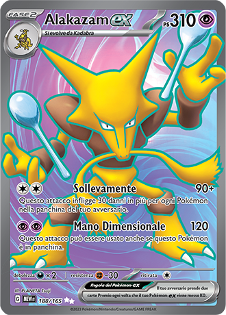 Alakazam EX 188/165 Full Art - ITA - Near Mint - Scarlatto e Violetto - 151 - Carta Pokemon