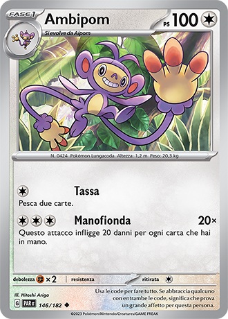 Ambipom 146/182 - ITA - Near Mint - Scarlatto e Violetto - Paradosso Temporale - Carta Pokemon