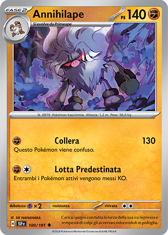 Annihilape 100/191 - ITA - Near Mint - Scarlatto e Violetto - Scintille Folgoranti - Carta Pokemon 0