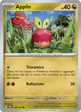 Applin 126/167 Comune - ITA - Near Mint - Scarlatto e Violetto - Crepuscolo Mascherato - Carta Pokemon