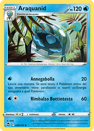 Araquanid 048/195 - ITA - Near Mint - Spada e Scudo - Tempesta Argentata - Carta Pokemon