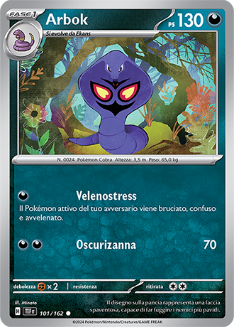 Arbok 101/162 - ITA - Near Mint - Scarlatto e Violetto - CronoForze - Carta Pokemon