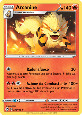 Arcanine 020/195 - ITA - Near Mint - Spada e Scudo - Tempesta Argentata - Carta Pokemon