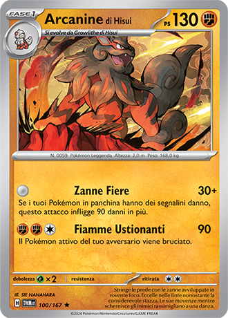 Arcanine di Hisui 100/167 Holo Rara - ITA - Near Mint - Scarlatto e Violetto - Crepuscolo Mascherato - Carta Pokemon