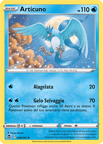 Articuno 036/195 Holo - ITA - Near Mint - Spada e Scudo - Tempesta Argentata - Carta Pokemon