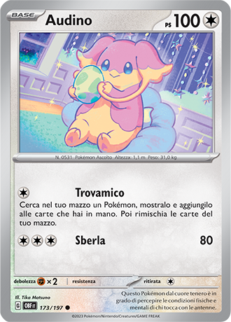 Audino 173/197 - ITA - Near Mint - Scarlatto e Violetto - Ossidiana Infuocata - Carta Pokemon