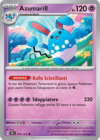 Azumarill 074/191 - ITA - Near Mint - Scarlatto e Violetto - Scintille Folgoranti - Carta Pokemon