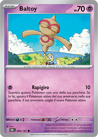 Baltoy 094/197 - ITA - Near Mint - Scarlatto e Violetto - Ossidiana Infuocata - Carta Pokemon