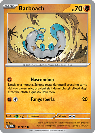 Barboach 108/197 - ITA - Near Mint - Scarlatto e Violetto - Ossidiana Infuocata - Carta Pokemon