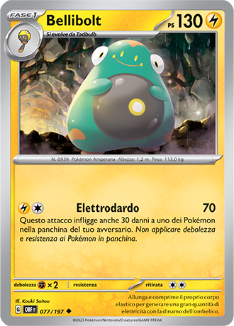 Bellibolt 077/197 - ITA - Near Mint - Scarlatto e Violetto - Ossidiana Infuocata - Carta Pokemon