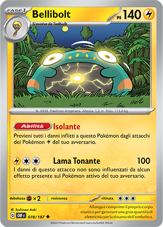 Bellibolt 078/197 - ITA - Near Mint - Scarlatto e Violetto - Ossidiana Infuocata - Carta Pokemon