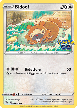 Bidoof 059/078 Ditto Holo Reverse - ITA - Near Mint - Spada e Scudo - Pokemon GO - Carta Pokemon