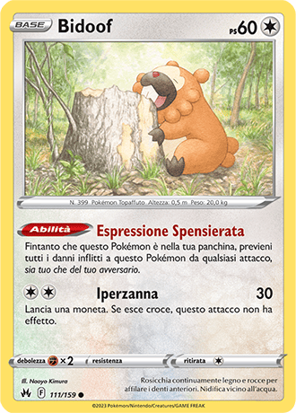 Bidoof 111/159 - ITA - Near Mint - Spada e Scudo - Zenit Regale - Carta Pokemon