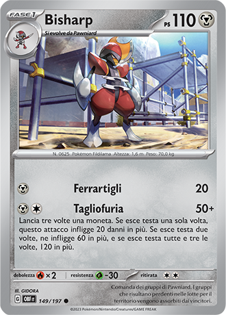 Bisharp 149/197 - ITA - Near Mint - Scarlatto e Violetto - Ossidiana Infuocata - Carta Pokemon