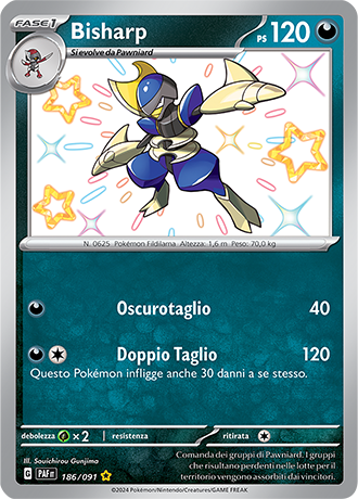 Bisharp Shiny 186/091 - ITA - Near Mint - Scarlatto e Violetto - Destino di Paldea - Carta Pokemon