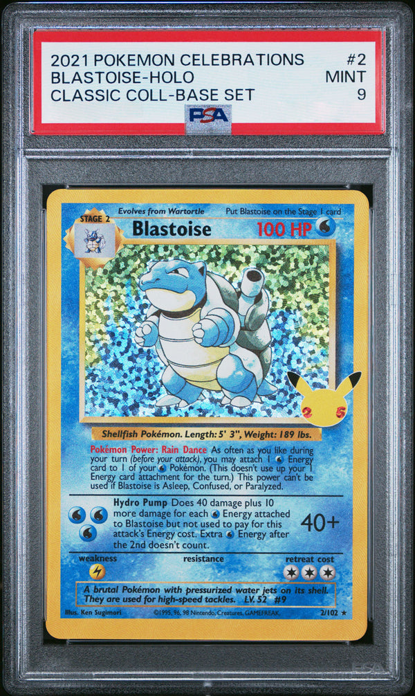 Blastoise 002/102 Holo - ENG - Mint - Gradata PSA 9 - Spada e Scudo - Celebrations - Ristampa 2021 - Carta Pokemon