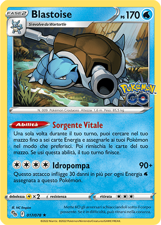 Blastoise 017/078 Holo - ITA - Near Mint - Spada e Scudo - Pokemon GO - Carta Pokemon