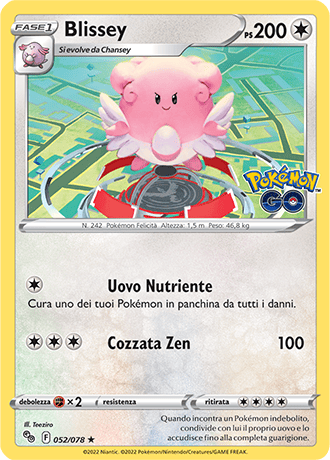 Blissey 052/078 Holo - ITA - Near Mint - Spada e Scudo - Pokemon GO - Carta Pokemon