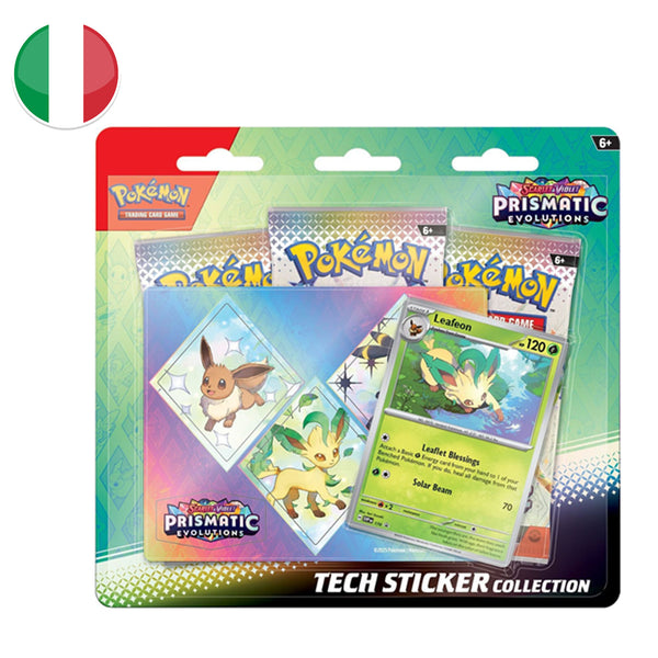 Blister da 3 bustine con Adesivo Eevee Leafeon Umbreon - Scarlatto e Violetto - Evoluzioni Prismatiche - ITA