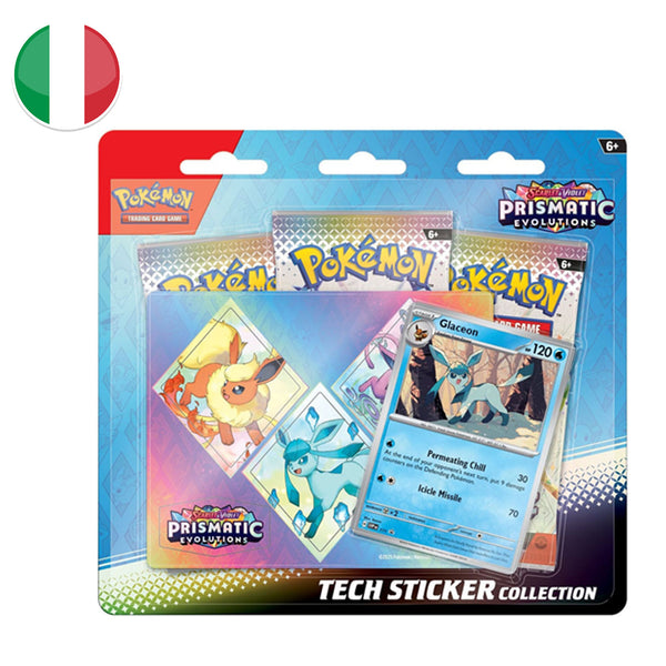 Blister da 3 bustine con Adesivo Flareon Glaceon e Espeon - Scarlatto e Violetto - Evoluzioni Prismatiche - ITA