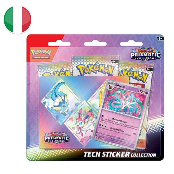 Blister da 3 bustine con Adesivo Vaporeon Sylveon Jolteon - Scarlatto e Violetto - Evoluzioni Prismatiche - ITA