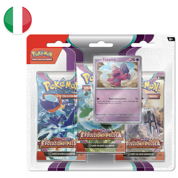 Blister da 3 bustine Scarlatto e Violetto - Evoluzioni a Paldea - Tinkatink - ITA