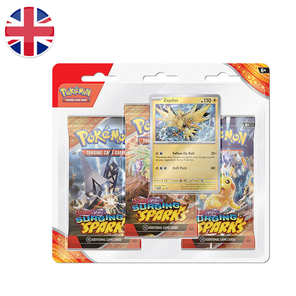 Blister da 3 bustine Scarlet and Violet - Surging Sparks - Zapdos - ENG