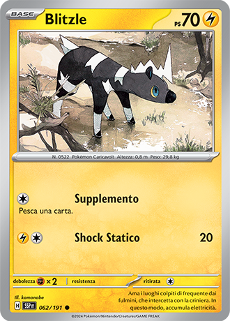 Blitzle 062/191 - ITA - Near Mint - Scarlatto e Violetto - Scintille Folgoranti - Carta Pokemon