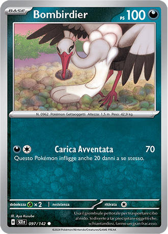 Bombirdier 097/142 - ITA - Near Mint - Scarlatto e Violetto - Corona Astrale - Carta Pokemon