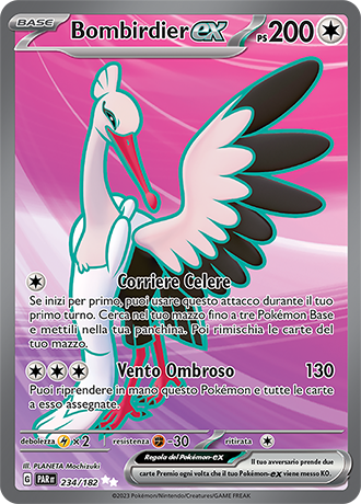 Bombirdier-ex 234/182 Full Art - ITA - Near Mint - Scarlatto e Violetto - Paradosso Temporale - Carta Pokemon