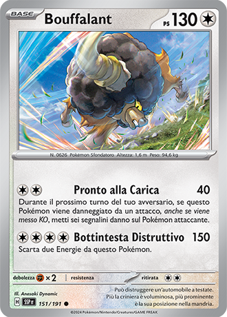 Bouffalant 151/191 - ITA - Near Mint - Scarlatto e Violetto - Scintille Folgoranti - Carta Pokemon