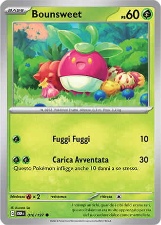 Bounsweet 016/197 - ITA - Near Mint - Scarlatto e Violetto - Ossidiana Infuocata - Carta Pokemon