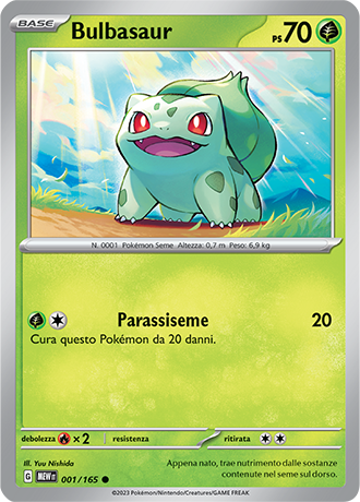 Bulbasaur 001/165 - ITA - Near Mint - Scarlatto e Violetto - 151 - Carta Pokemon