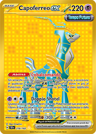 Capoferreo-ex 216/162 Rara Segreta Oro - ITA - Near Mint - Scarlatto e Violetto - CronoForze - Carta Pokemon