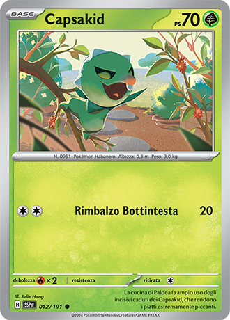 Capsakid 012/191 - ITA - Near Mint - Scarlatto e Violetto - Scintille Folgoranti - Carta Pokemon