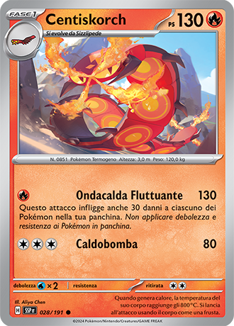 Centiskorch 028/191 - ITA - Near Mint - Scarlatto e Violetto - Scintille Folgoranti - Carta Pokemon