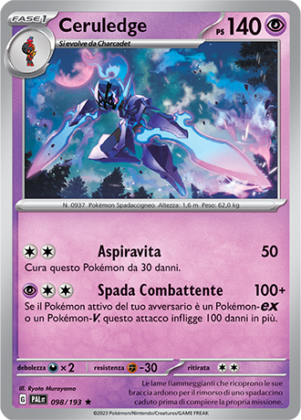 Ceruledge 098/193 Holo - ITA - Near Mint - Scarlatto e Violetto - Evoluzioni a Paldea - Carta Pokemon