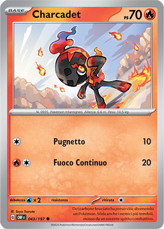 Charcadet 043/197 - ITA - Near Mint - Scarlatto e Violetto - Ossidiana Infuocata - Carta Pokemon