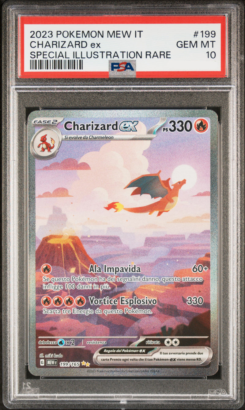 Charizard EX 199/165 Alternative Art - ITA - Mint - Gradato PSA 10 - Scarlatto e Violetto - 151 - Carta Pokemon