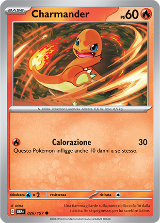 Charmander 026/197 - ITA - Near Mint - Scarlatto e Violetto - Ossidiana Infuocata - Carta Pokemon