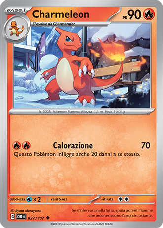 Charmeleon 027/197 - ITA - Near Mint - Scarlatto e Violetto - Ossidiana Infuocata - Carta Pokemon