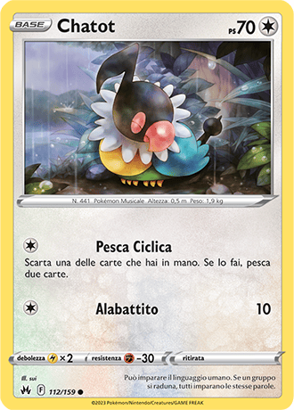 Chatot 112/159 - ITA - Near Mint - Spada e Scudo - Zenit Regale - Carta Pokemon