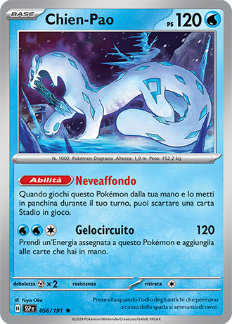 Chien-Pao 056/191 Holo - ITA - Near Mint - Scarlatto e Violetto - Scintille Folgoranti - Carta Pokemon