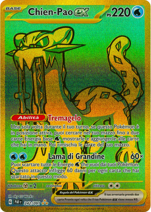 Chien-Pao EX 242/091 Oro Smeraldo - ITA - Near Mint - Scarlatto e Violetto - Destino di Paldea - Carta Pokemon