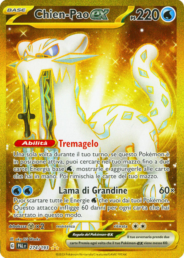 Chien-Pao ex 274/193 Rara Segreta Oro - ITA - Near Mint - Scarlatto e Violetto - Evoluzioni a Paldea - Carta Pokemon