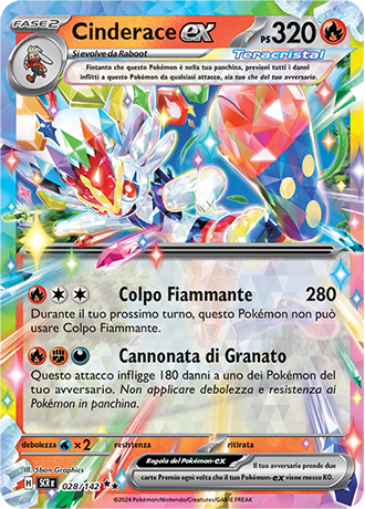 Cinderace-ex 028/142 - ITA - Near Mint - Scarlatto e Violetto - Corona Astrale - Carta Pokemon